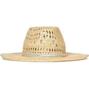 Maison Michel , Beige Wide Brim Straw Hat with Pearl Chain ,Beige female, Sizes: M, S