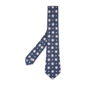 Kiton , Blue Silk Tie with Flower Pattern ,Multicolor male, Sizes: ONE SIZE
