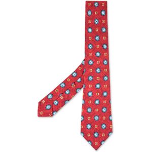 Kiton , Red Silk Tie with Flower Pattern ,Multicolor male, Sizes: ONE SIZE