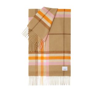 Burberry , Check-Print Fringed Cashmere Scarf ,Beige female, Sizes: ONE SIZE