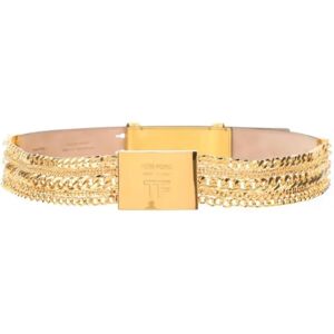 Tom Ford , Luxury Gold Chain Leather Belt ,Yellow female, Sizes: S