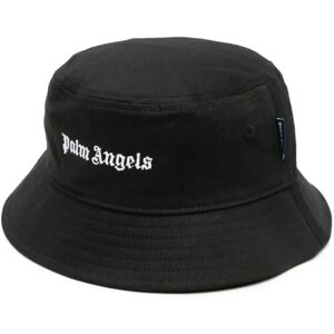 Palm Angels , Black White Logo Bucket Hat ,Black unisex, Sizes: 56 CM