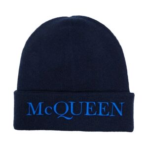 Alexander McQueen , Blue Logo Embroidered Hat ,Blue male, Sizes: M
