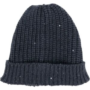 Brunello Cucinelli , Navy Blue Knitted Cashmere-Silk Beanie ,Blue female, Sizes: S