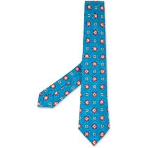 Kiton , Blue Silk Tie with Flower Pattern ,Multicolor male, Sizes: ONE SIZE