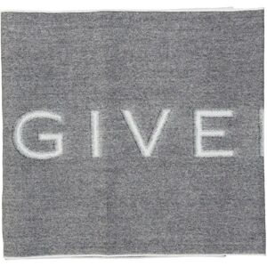 Givenchy , Logo Wool Scarf ,Gray unisex, Sizes: ONE SIZE