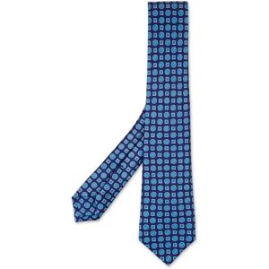 Kiton , Blue Silk Tie with Delicate Micro Pattern ,Multicolor male, Sizes: ONE SIZE