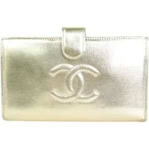 Chanel Vintage , Luxury Gold Leather Women`s Bi-Fold Wallet ,Yellow female, Sizes: ONE SIZE