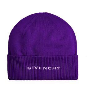 Givenchy , Purple Ribbed Wool Hat with Logo Detail ,Purple male, Sizes: ONE SIZE