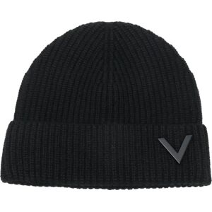 Valentino Garavani , Black VLogo Signature Beanie Hat ,Black female, Sizes: ONE SIZE