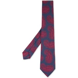 Kiton , Blue Silk Tie with Red Cashmere Pattern ,Multicolor male, Sizes: ONE SIZE