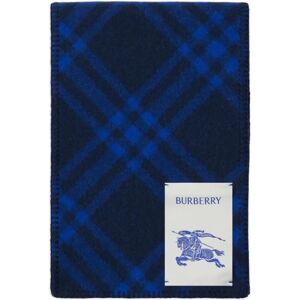 Burberry , Checked Wool Logo Patch Scarf ,Blue unisex, Sizes: ONE SIZE