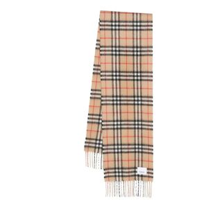Burberry , Kids Cashmere Check Scarf ,Beige male, Sizes: ONE SIZE