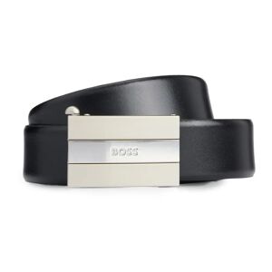 Hugo Boss , Leather Belt with Branded Buckle ,Black male, Sizes: ONE SIZE