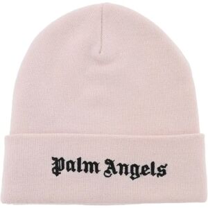 Palm Angels , Logo Beanie Hat in Cotton Knit ,Pink male, Sizes: ONE SIZE