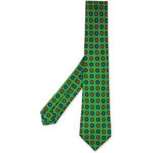 Kiton , Green Silk Geometric Tie ,Multicolor male, Sizes: ONE SIZE