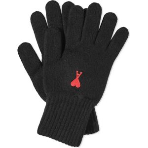 Ami Paris , Black De Coeur Logo Wool Gloves ,Black male, Sizes: M