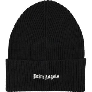 Palm Angels , Classic Logo Ribbed Beanie Black ,Black male, Sizes: ONE SIZE