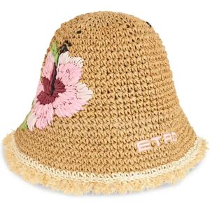 Etro , Floral Embroidered Raffia Bucket Hat ,Brown female, Sizes: S, M