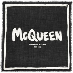 Alexander McQueen , Black Logo Print Wool Scarf ,Black female, Sizes: ONE SIZE