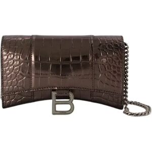 Balenciaga , Hourglass Wallet on chain - Balenciaga - Leather - Dark Bronze ,Brown female, Sizes: ONE SIZE