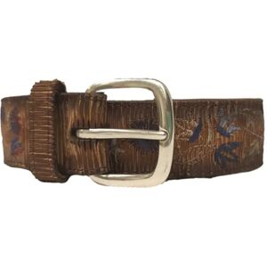 Orciani , Laser-Cut Floral Embroidered Multicolor Belt ,Brown male, Sizes: 95 CM