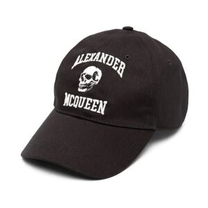 Alexander McQueen , Black Baseball Cap with Varsity Skull Embroidery ,Black male, Sizes: L, M