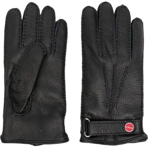 Kiton , Stylish Logo-Plaque Leather Gloves ,Black male, Sizes: 7 1/2 IN