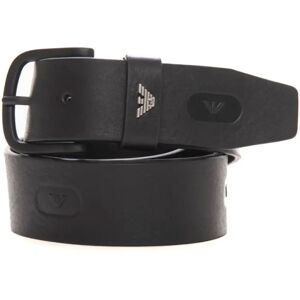 Emporio Armani , Logo Leather Belt ,Black male, Sizes: 95 CM