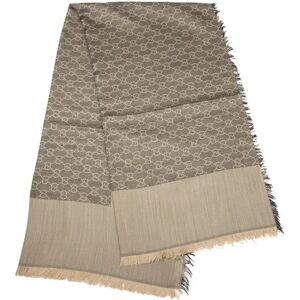 Gucci , Unisex Beige and Coffee Logo Wool and Silk Shawl ,Beige female, Sizes: ONE SIZE