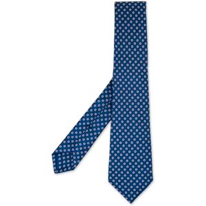 Kiton , Blue Silk Tie with Micro Pattern ,Multicolor male, Sizes: ONE SIZE