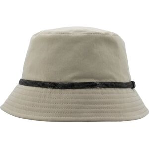 Brunello Cucinelli , Refined Bucket Hat with Jewel Embroidery ,Beige female, Sizes: S, M