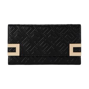 Elisabetta Franchi , Black Synthetic Leather Wallet with All-Over Embossed Logo and Gold Metal Chain Strap ,Black female, Sizes: ONE SIZE