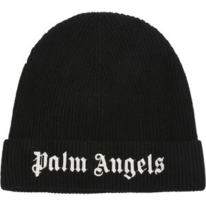 Palm Angels , Black White Logo Beanie ,Black unisex, Sizes: M