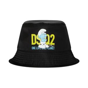 Dsquared2 , Grouchy Smurfs Logo Bucket Hat ,Black male, Sizes: M