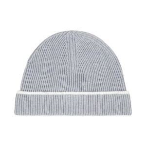 Brunello Cucinelli , Grey Ribbed Beanie Hat ,Gray male, Sizes: S