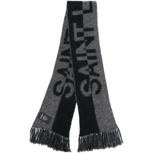 Saint Laurent , Black Logo Intarsia Knit Scarf ,Black male, Sizes: ONE SIZE