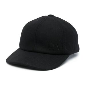 Patou , Black Wool Blend Cap with Embroidered Logo ,Black female, Sizes: XS/S, M/L