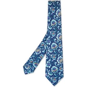 Kiton , Blue Silk Floral Print Tie ,Multicolor male, Sizes: ONE SIZE