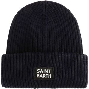 MC2 Saint Barth , Navy Blue Men Beanie with Logo ,Blue male, Sizes: ONE SIZE