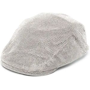 Kara , Crystal Mesh Flat CAP ,White female, Sizes: ONE SIZE