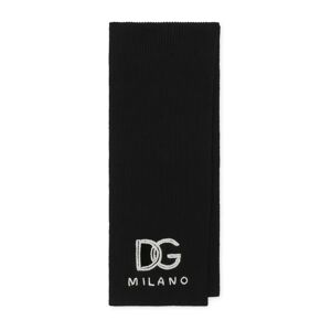 Dolce & Gabbana , Black Logo-Embroidered Cashmere Scarf ,Black male, Sizes: ONE SIZE