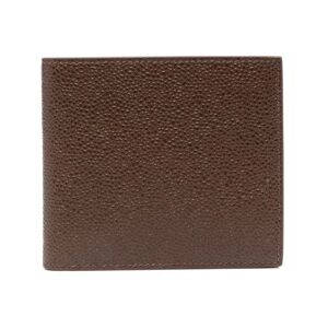 Thom Browne , Brown Grained Bi-Fold Wallet with RWB Stripe ,Brown male, Sizes: ONE SIZE