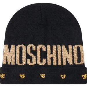 Moschino , Black Wool Beanie Hat with Logo ,Black female, Sizes: ONE SIZE