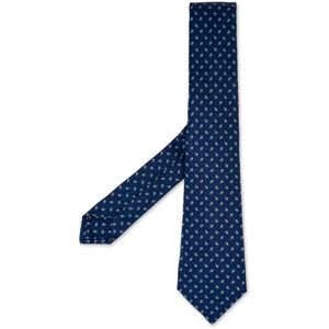 Kiton , Blue Silk Tie with Micro Pattern ,Blue male, Sizes: ONE SIZE