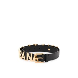 Dolce & Gabbana , Logo Leather Belt with Gold Metal Embellisht ,Black female, Sizes: 90 CM, 75 CM, 85 CM