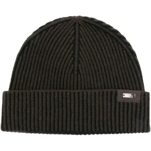 Herno , Ribbed Wool Beanie ,Brown male, Sizes: ONE SIZE