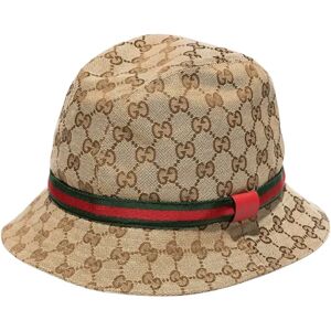 Gucci , Kids Bucket Hat GG Supreme Beige ,Beige female, Sizes: L, M