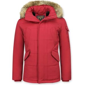 Matogla , Men Cheap Fur Collars Genuine - Winter Jackets with Fur - 5191R ,Red male, Sizes: M, L, XL, S