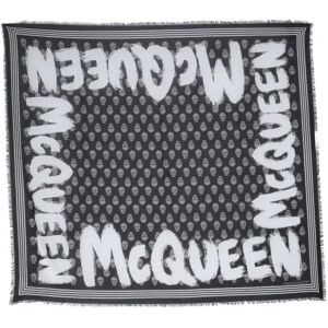 Alexander McQueen , Luxurious Black Foulard Scarf Fw22 ,Black female, Sizes: ONE SIZE